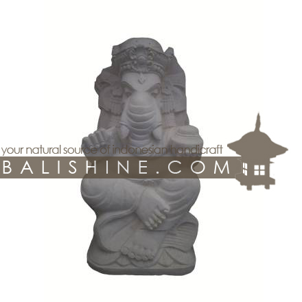 Balishine: Your natural source of indonesian handicraft presents in its Outdoor collection the Ganesh Statue:217BIB3602:This ganesh statue is produced in Indonesia, made from lime stone  white color