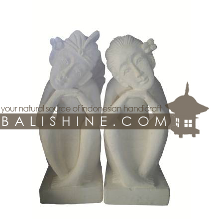 Balishine: Your natural source of indonesian handicraft presents in its Outdoor collection the Statue set of 2:217BIB3606:This set of 2 statues is produced in Indonesia, made from lime stone  white color