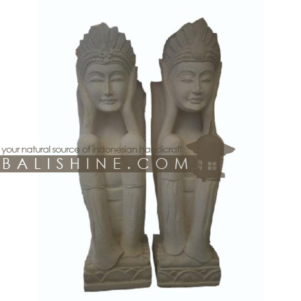 Balishine: Your natural source of indonesian handicraft presents in its Outdoor collection the Statue set of 2:217BIB3610:This set of 2 statues is produced in Indonesia, made from lime stone   white color