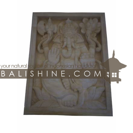 Balishine: Your natural source of indonesian handicraft presents in its Outdoor collection the Stone Frame:211BIB3665:This stone frame is produced in Indonesia, made from lime stone with curving ganesh.  white color