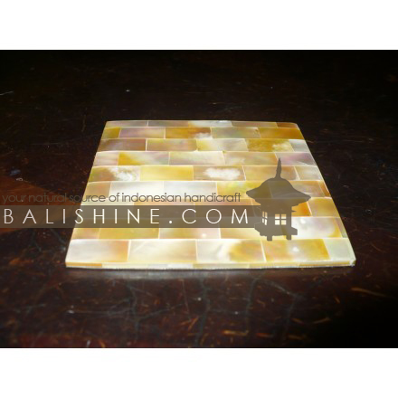 Balishine: Your natural source of indonesian handicraft presents in its Tableware collection the Coaster:631CAW6173:This coaster is produced in Bali made from yellow shell  Same as picture
