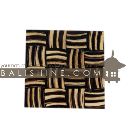 Balishine: Your natural source of indonesian handicraft presents in its Tableware collection the Coaster:631DIV1189:This square coaster is  produced in Bali this handicraft is made from resin and the matting of brown and white coconut shell mosaic.  
