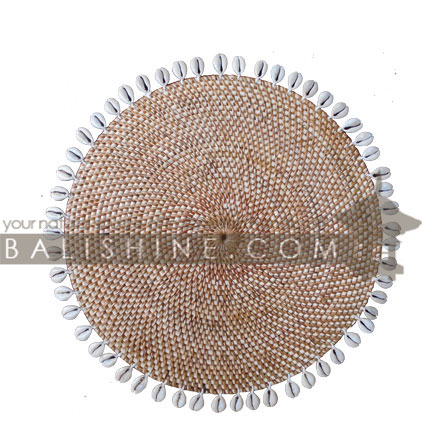 Balishine: Your natural source of indonesian handicraft presents in its Tableware collection the Round Placemat:628RAS7454:This round placemate is  produced in the island of Lombok . This handicraft is made from rattan weaving with shell.  