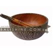balishine This salad bowl set is produced in Bali made from natural teak wood and the matting of brown and white coconut shell with natural coconut oil laminating.