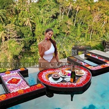 Balishine: Your natural source of indonesian handicraft presents in its Tableware collection the Floating Tray Love Honeymoon:625JAJ8678:This set of 3 pcs floating tray is made in Bali from synthetic rattan with aluminium frame. 1 set is 3 meter long and the size of each floating tray is: U and I= 100x80x15 cm, ?= 100x140x15 cm.  