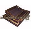 balishine This set of 3 rectangular trays is produced in Bali made from coconut root and bamboo.