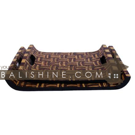 Balishine: Your natural source of indonesian handicraft presents in its Tableware collection the Tray:625DIV1120:This set of 2 trays is produced in Bali made from mango wood and the matting of white and black coconut shell mosaic.  