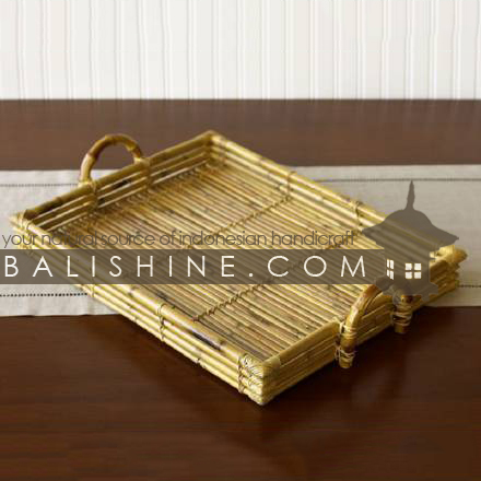 Balishine: Your natural source of indonesian handicraft presents in its Tableware collection the Tray:625JAS3349:This rectangular tray is produced in Bali made from bamboo.  Natural color