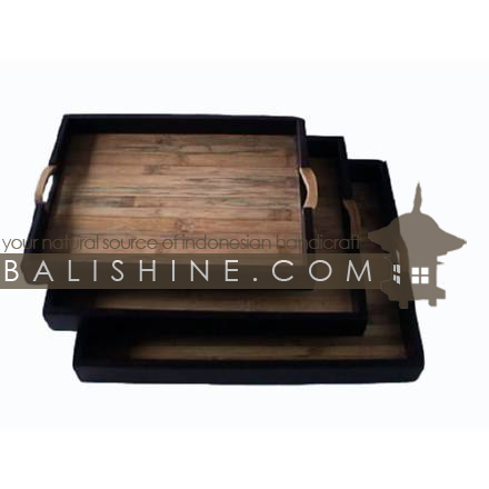 Balishine: Your natural source of indonesian handicraft presents in its Tableware collection the Tray Set Of 3:625JAS3348:This set of 3 rectangular trays is produced in Bali made from bamboo and wood.  Brown color