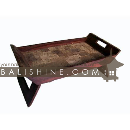 Balishine: Your natural source of indonesian handicraft presents in its Tableware collection the Tray With Feet:625JAS3351:This rectangular tray is produced in Bali made from wood bamboo and stone with feet.  Natural color