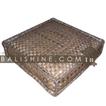 balishine This square pouf stool is produced in Bali made from the matting of natural water hyacinth with capok inside.
