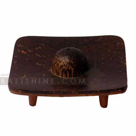 Balishine: Your natural source of indonesian handicraft presents in its Various collection the Incense Stick Holder:44KAL592412:This incense sticks holder is produced in Bali made from teak wood and the matting of brown coconut shell.  