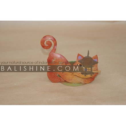 Balishine: Your natural source of indonesian handicraft presents in its Various collection the Candle Holder Cat:413MAH6078:This christmas candle holder decoration is produced in Bali and made from stainless.  Same as picture