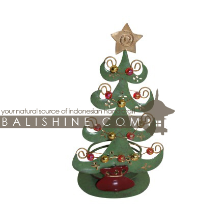 Balishine: Your natural source of indonesian handicraft presents in its Various collection the Candle Holder Christmas Tree:413MAH6087:This christmas candle holder decoration is produced in Bali and made from stainless and glass.  Same as picture