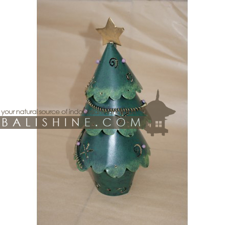 Balishine: Your natural source of indonesian handicraft presents in its Various collection the Candle Holder Christmas Tree:413MAH6101:This christmas candle holder decoration is produced in Bali and made from stainless.  Same as picture