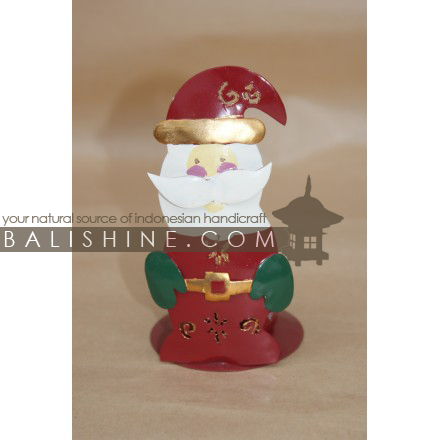 Balishine: Your natural source of indonesian handicraft presents in its Various collection the Candle Holder Santa Claus:413MAH6089:This christmas candle holder decoration is produced in Bali and made from stainless.  Same as picture