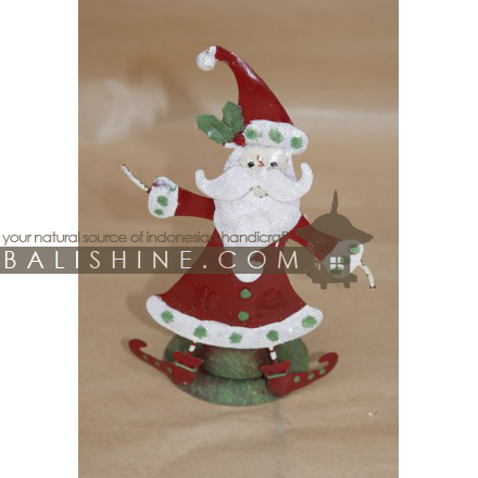 Balishine: Your natural source of indonesian handicraft presents in its Various collection the Candle Holder Santa Claus:413MAH6090:This christmas candle holder decoration is produced in Bali and made from stainless.  Same as picture