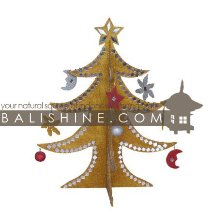 Balishine: Your natural source of indonesian handicraft presents in its Various collection the Christmas Tree:413CIK4971:This christmas tree is a handicraft of Bali from natural cardboard with mosaic.  yellow color