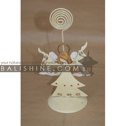 Balishine: Your natural source of indonesian handicraft presents in its Various collection the Photo Holder Angel:413MAH6093:This christmas photo holder decoration is produced in Bali and made from stainless.  Same as picture