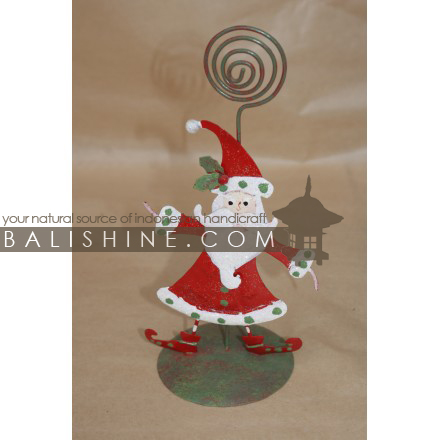 Balishine: Your natural source of indonesian handicraft presents in its Various collection the Photo Holder Santa Claus:413MAH6091:This christmas photo holder decoration is produced in Bali and made from stainless.  Same as picture