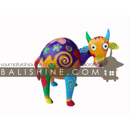 Balishine: Your natural source of indonesian handicraft presents in its Various collection the MoneyBox:415BAL6521:This cow bank is produced in Bali made from albesia wood with coconut shell.  Full color