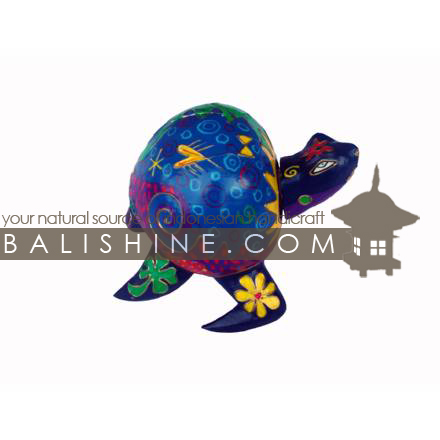 Balishine: Your natural source of indonesian handicraft presents in its Various collection the MoneyBox:415BAL6522:This turtle bank is produced in Bali made from albesia wood with coconut shell.  Full color