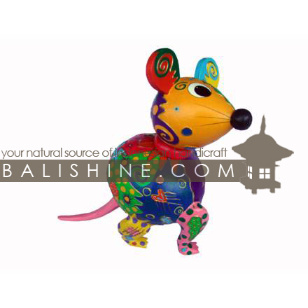 Balishine: Your natural source of indonesian handicraft presents in its Various collection the MoneyBox:415BAL6525:This mouse bank is produced in Bali made from albesia wood with coconut shell.  Full color