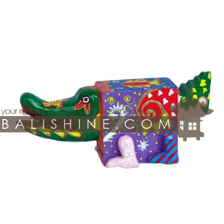 Balishine: Your natural source of indonesian handicraft presents in its Various collection the MoneyBox:415KAG6542:This crocodile bank is an handicraft of Bali made from albesia wood.  Full color