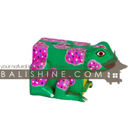 Balishine: Your natural source of indonesian handicraft presents in its Various collection the MoneyBox:415KAG6552:This frog bank is a handicraft of Bali made from albesia wood.  Full color