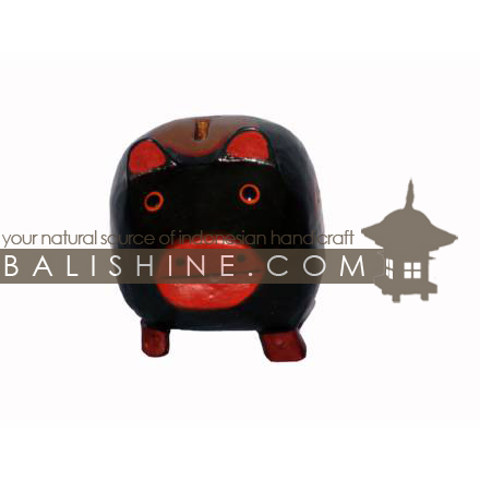 Balishine: Your natural source of indonesian handicraft presents in its Various collection the MoneyBox:415TOS6529:This pig bank is a handicraft of Bali made from albesia wood.  Full color