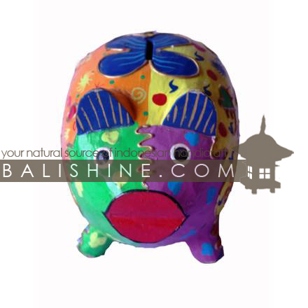 Balishine: Your natural source of indonesian handicraft presents in its Various collection the MoneyBox:415TOS6531:This pig bank is a handicraft of Bali made from albesia wood.  Full color