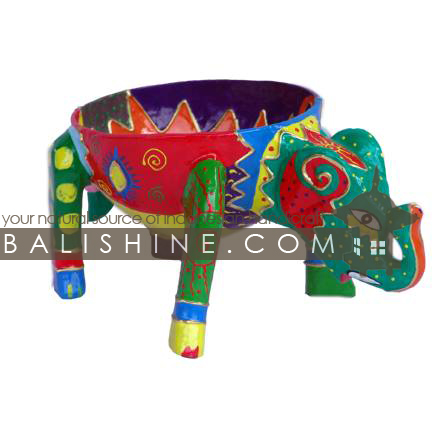 Balishine: Your natural source of indonesian handicraft presents in its Various collection the Funny Bowl:415KAG71090:This elephant bowl is a handicraft of Bali made from albesia and coconut wood.  Mix color