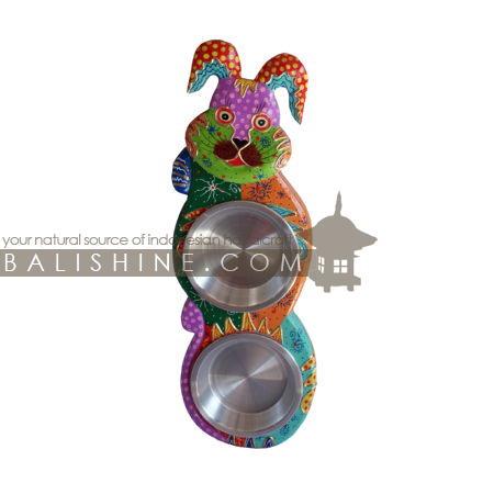 Balishine: Your natural source of indonesian handicraft presents in its Various collection the Mess Tin Double:415KAG77024:This mess tin double for dog or cat is made from albasia wood.  