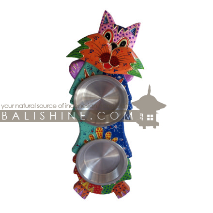 Balishine: Your natural source of indonesian handicraft presents in its Various collection the Mess Tin Double:415KAG77025:This mess tin double for dog or cat is made from albasia wood.  