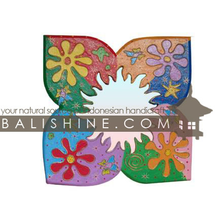 Balishine: Your natural source of indonesian handicraft presents in its Various collection the Mirror:415RAH74732:This square mirror is a handicraft of Bali made from albasia wood.  Mix color