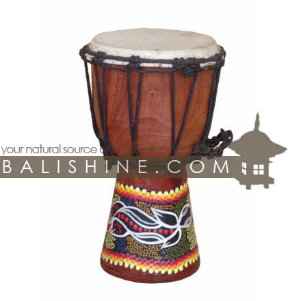 Balishine: Your natural source of indonesian handicraft presents in its Various collection the Djembe:412CIK604965:This djembe is a handicraft of Bali made from natural mahogany wood with an natural skin of cow.  